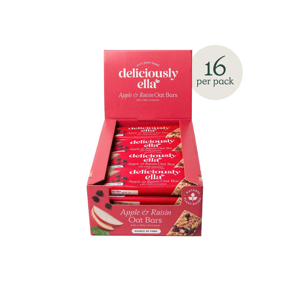 Deliciously Ella Apple, Raisin & Cinnamon Oat Bar case 16 x 50g
