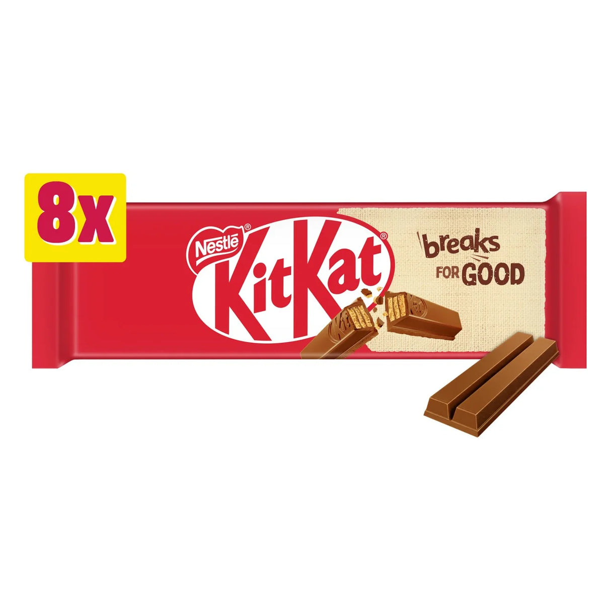 KitKat 2 Finger Milk Chocolate Biscuit Bar, Multipack x8