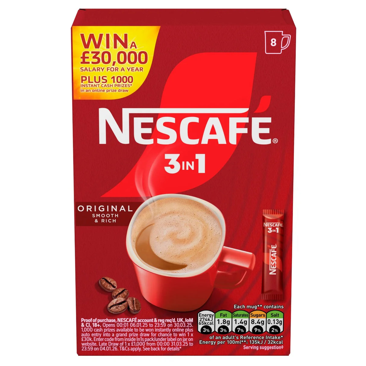 Nescafe Original 3 In 1 8 x 16g