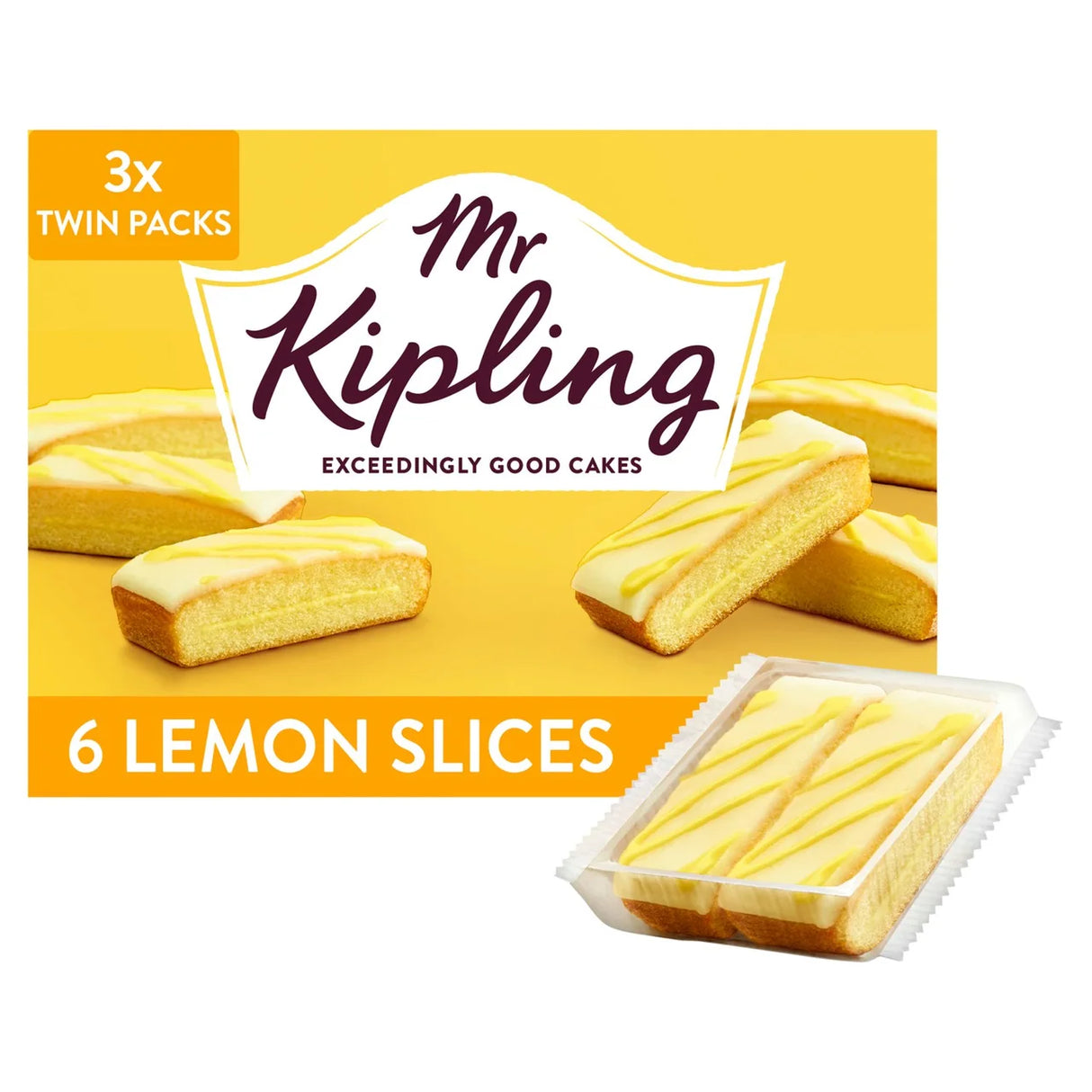 Mr Kipling Lemon Slices Cakes Multipack Snack 3x2pk 6 per pack