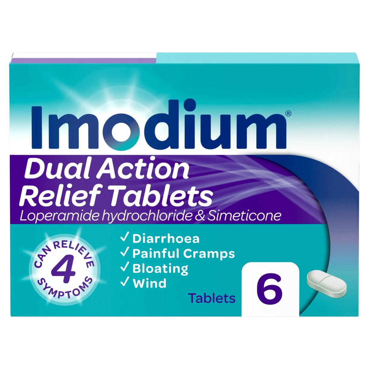 Imodium Dual Action Relief Tablets 6 Tablets