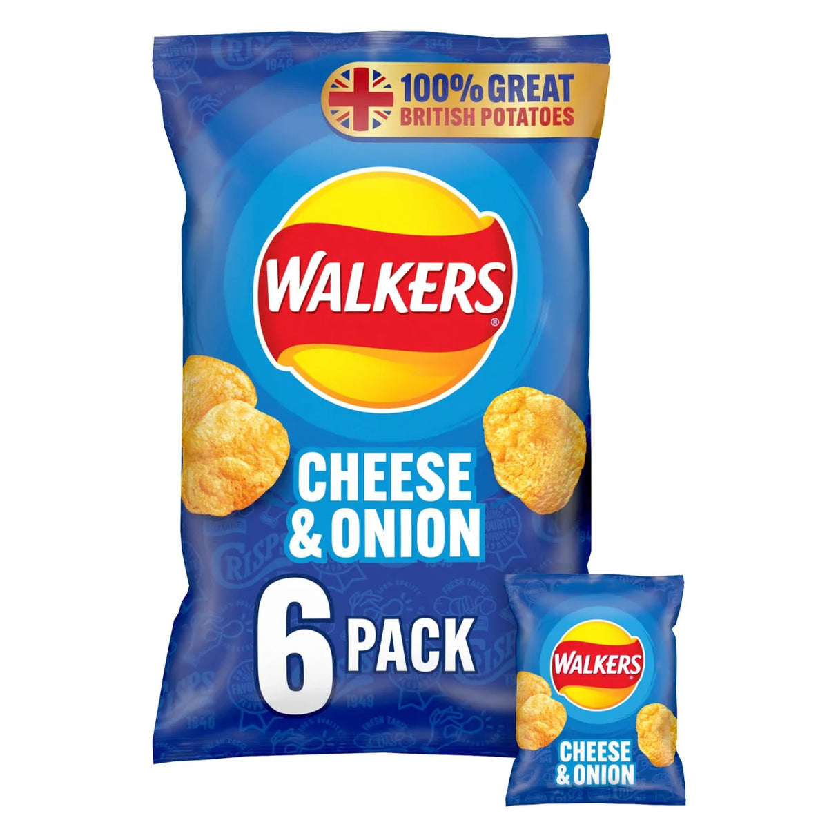 Walkers Cheese & Onion Multipack Crisps 6 Pack x25g