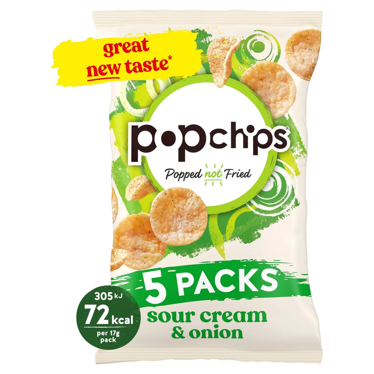 popchips Sour Cream & Onion Multipack Crisps 5 x 17g
