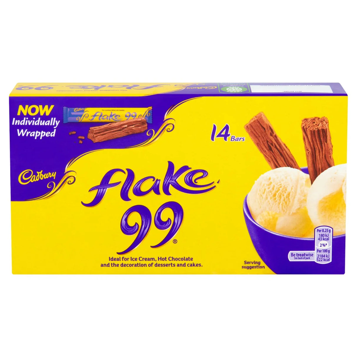 Cadbury Flake 99 Chocolate Mini Bars 14 Per Pack 14 x 8.25g
