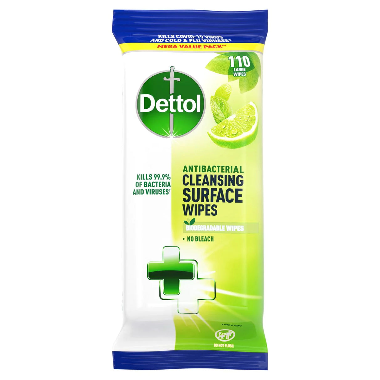 Dettol Surface Cleanser Wipes Lime And Mint 110pk