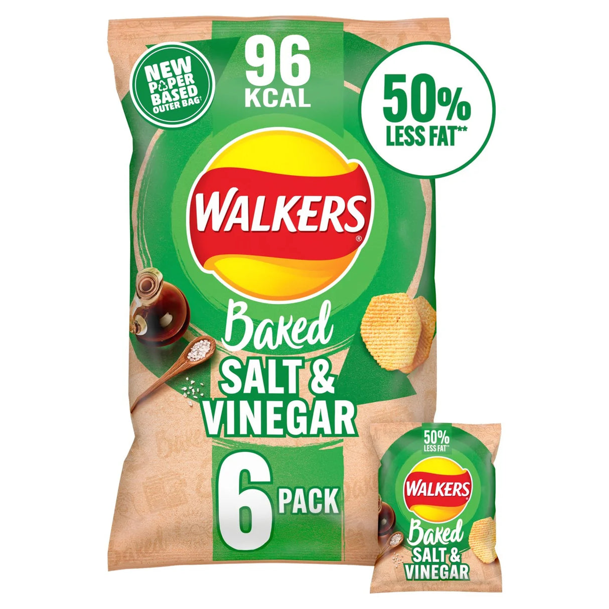 Walkers Baked Salt & Vinegar Snacks Crisps 6 x 22g