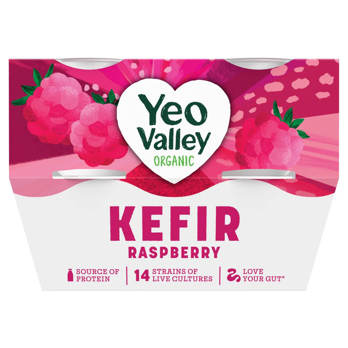 Yeo Valley Organic Raspberry Kefir Yogurt x4