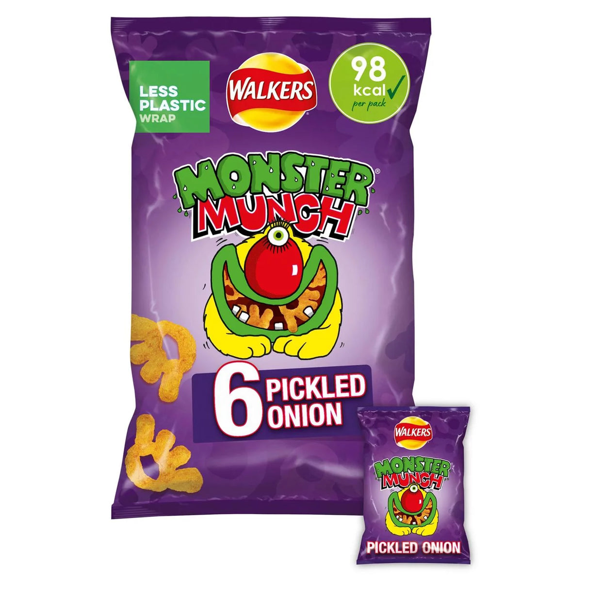 Walkers Monster Munch Pickled Onion Multipack Snacks 6 x 20g