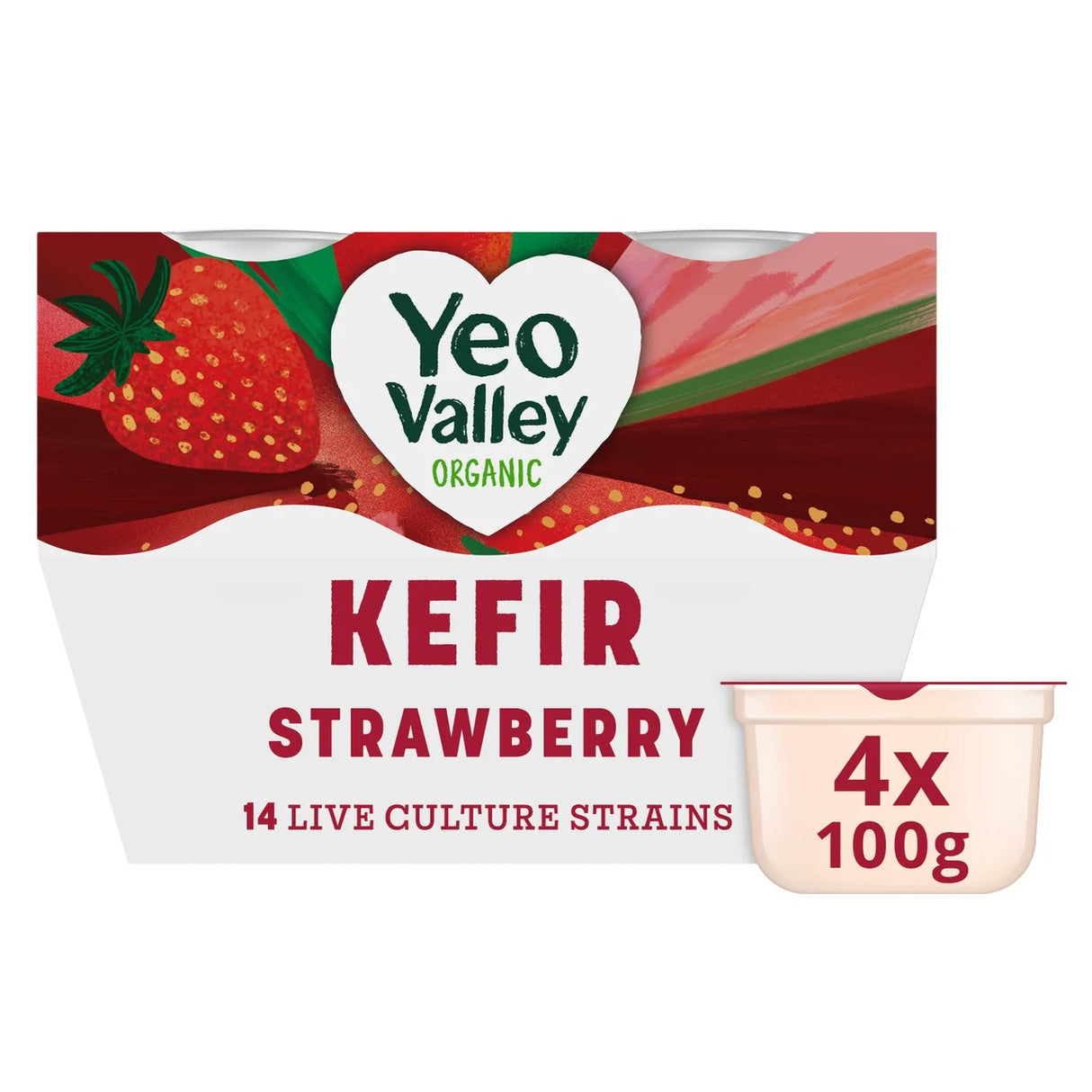 Yeo Valley Organic Strawberry Kefir Yogurt x4