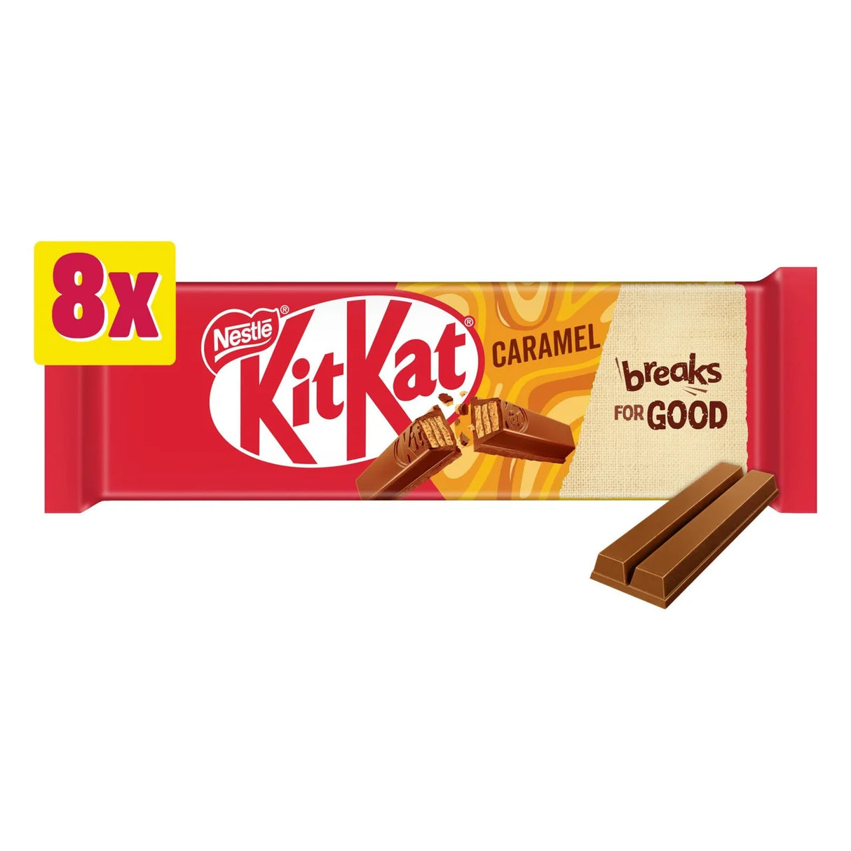 KitKat 2 Finger Caramel Milk Chocolate Biscuit Bars 8 Pack Multipack 8 x 20.7g