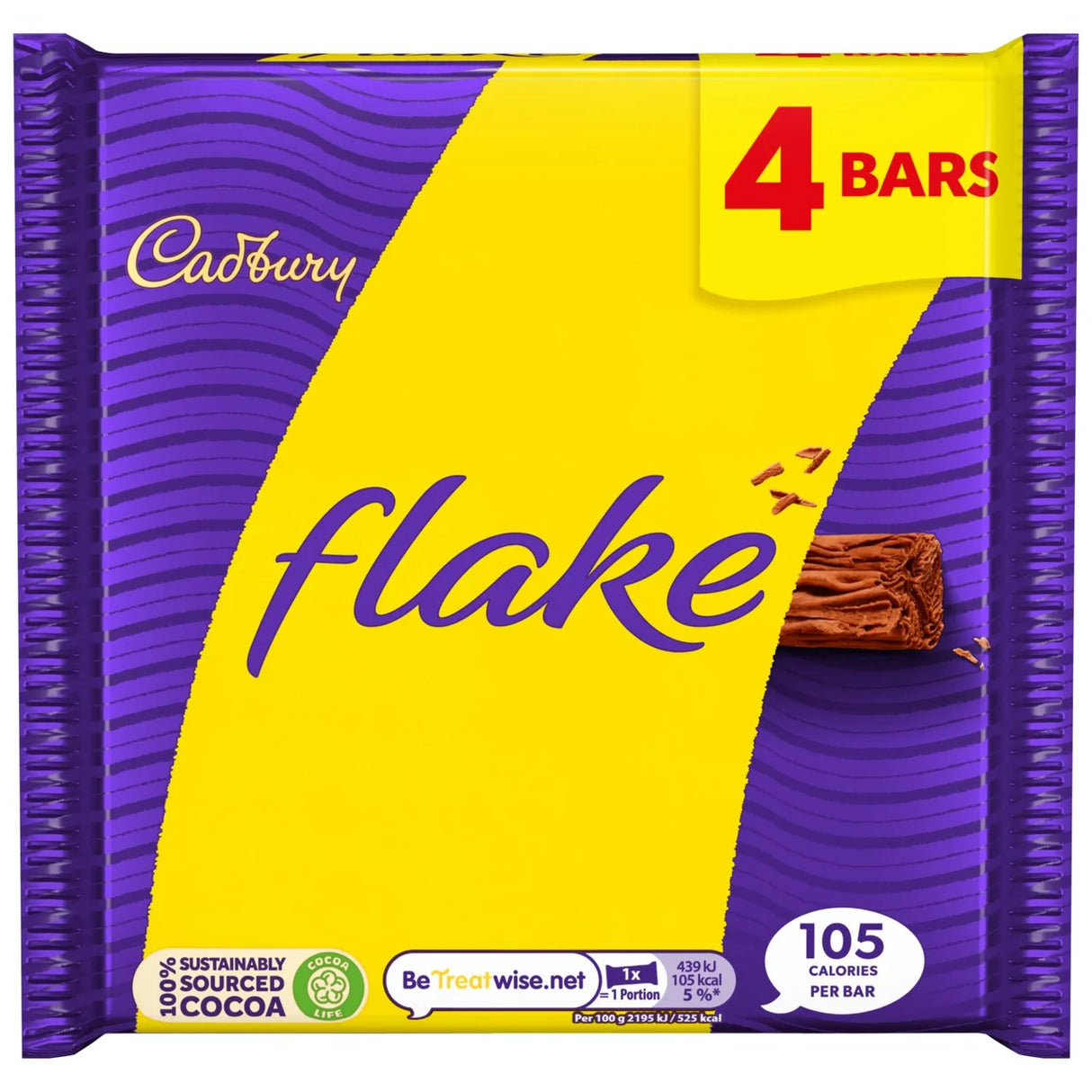 Cadbury Flake Chocolate Bar 4 Pack Multipack 102g