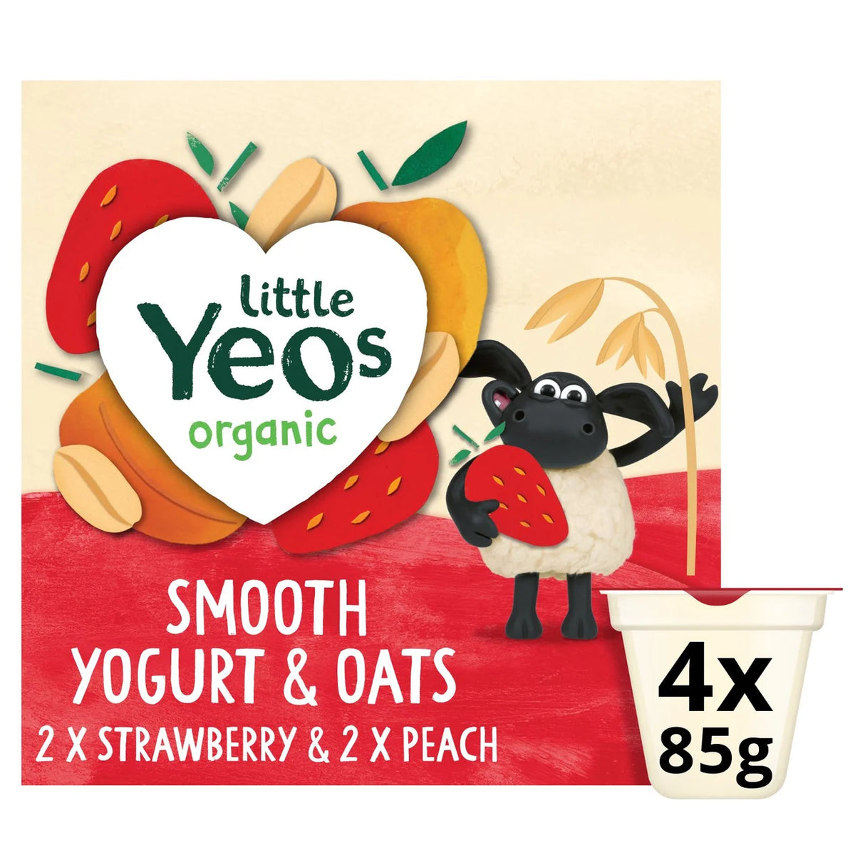 Yeo Valley Little Yeos Organic Strawberry & Peach with Oats 4 x 85g