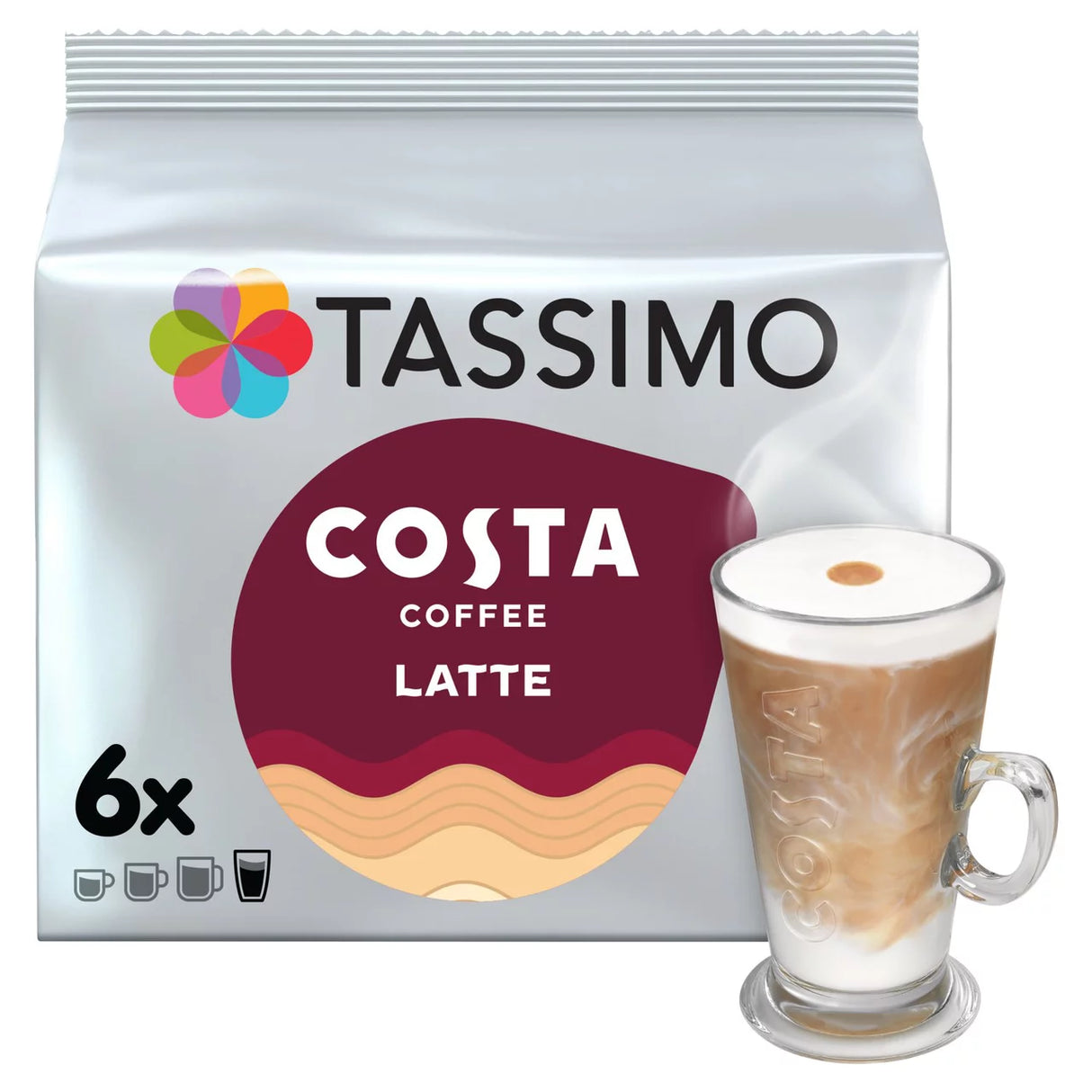 Tassimo Costa Latte Coffee Pods x6 167g