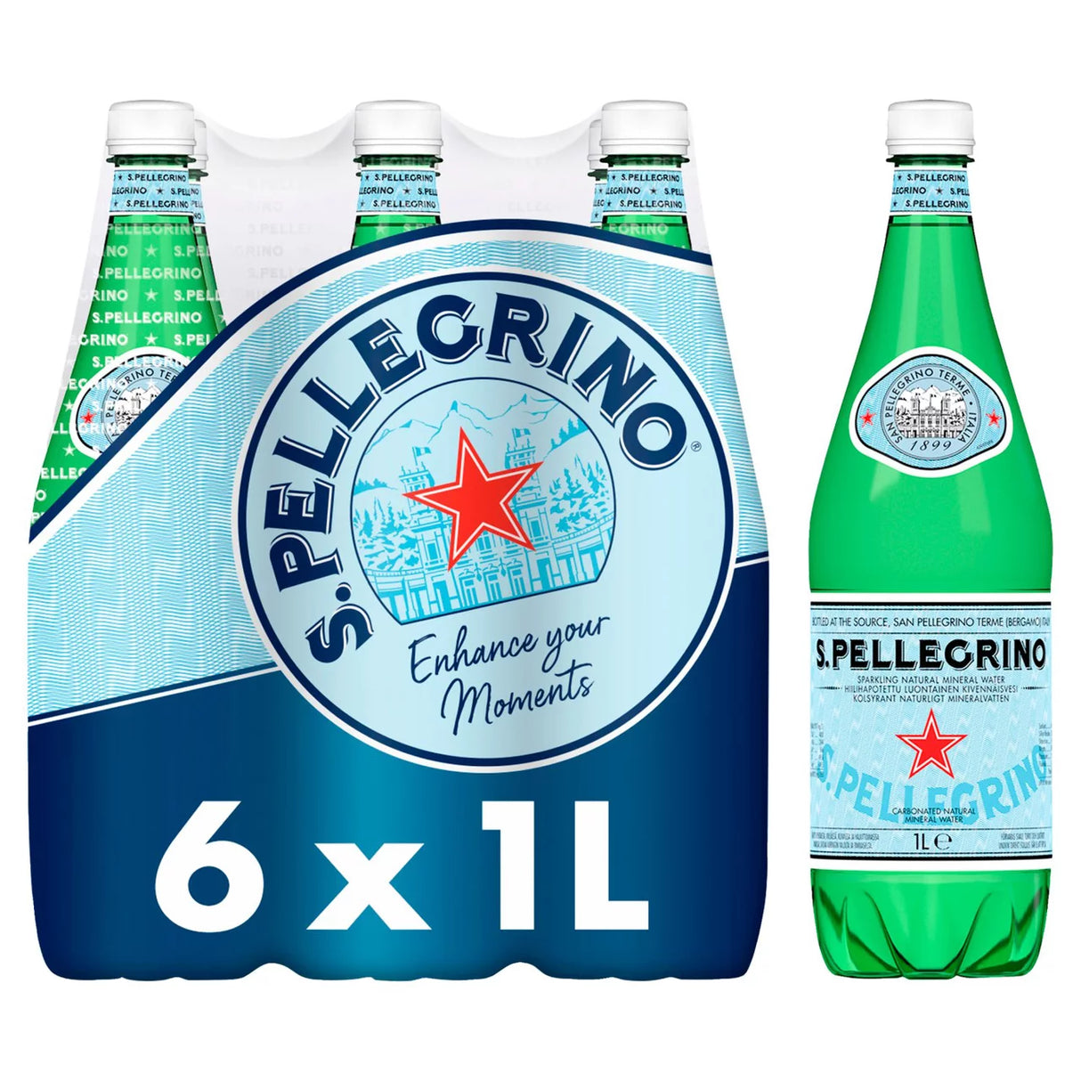 San Pellegrino Sparkling Natural Mineral Water 6 x 1L
