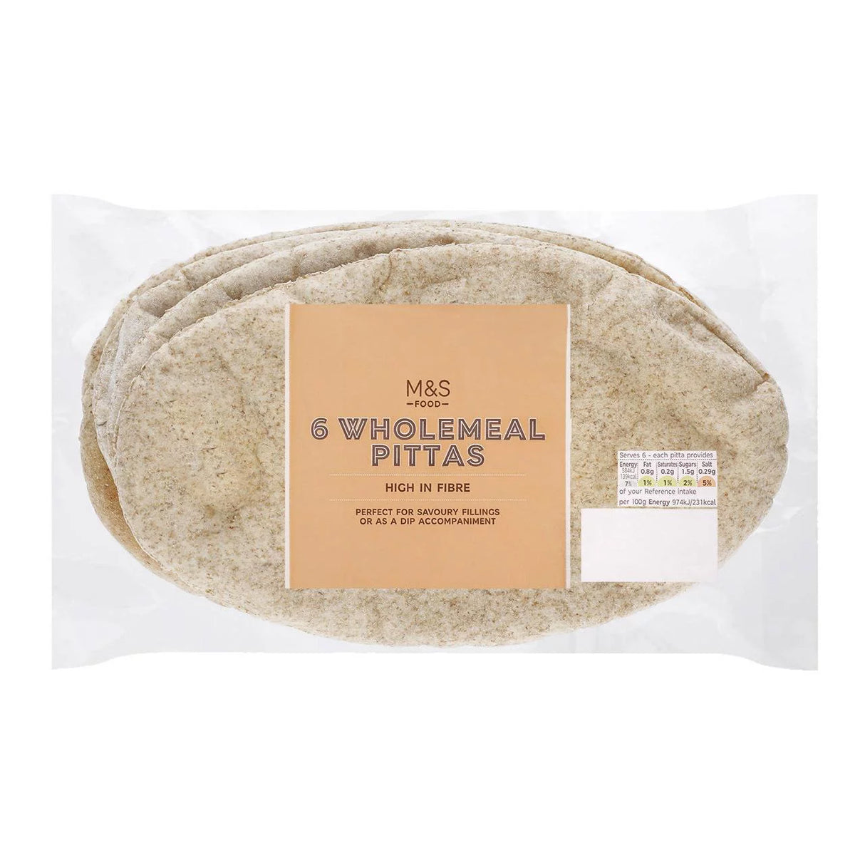 M&S Wholemeal Pittas 6PK