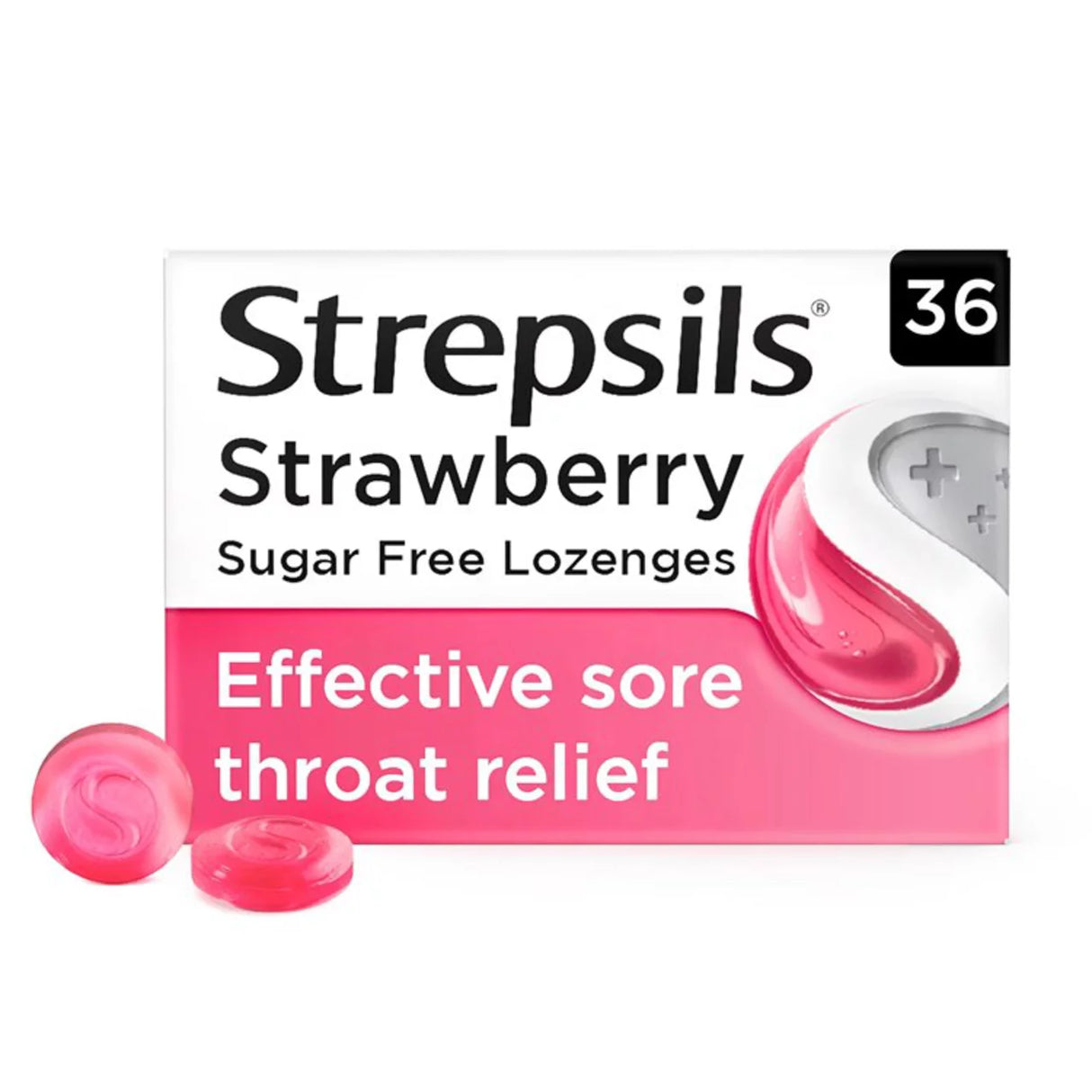 Strepsils Strawberry Sugar Free Sore Throat Lozenges 36