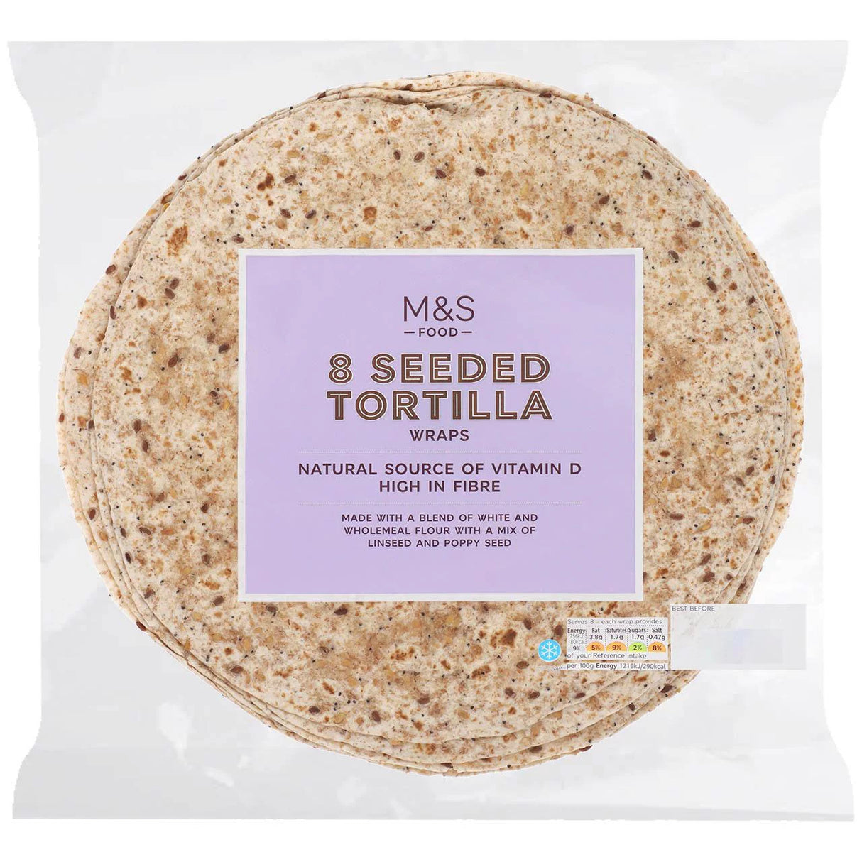M&S Seeded Tortilla Wraps 8 Pk