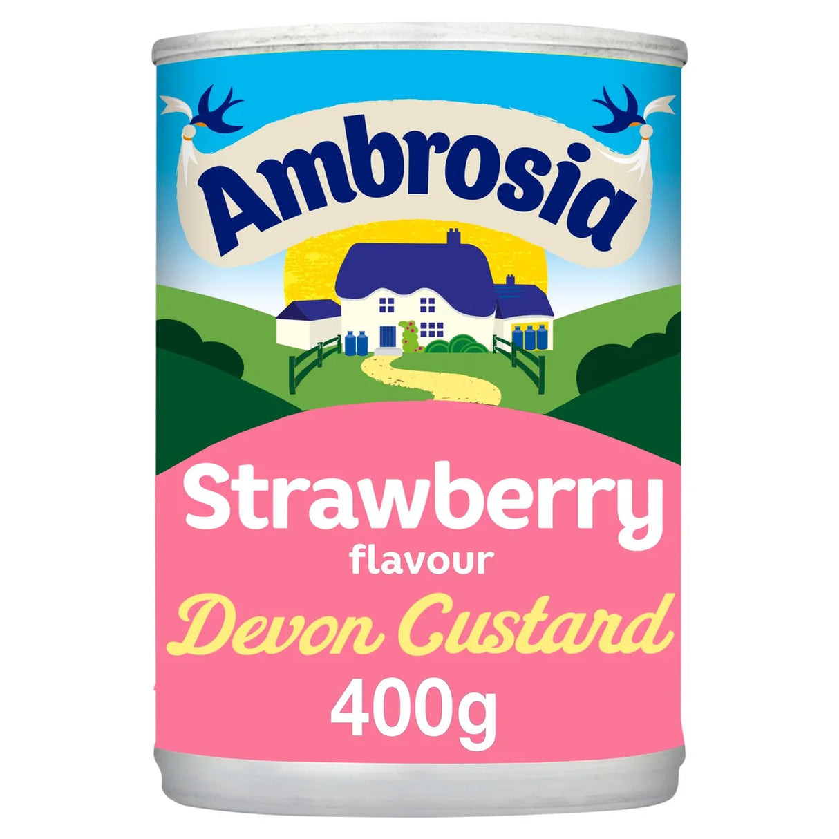Ambrosia Strawberry Flavour Devon Custard Can 400g