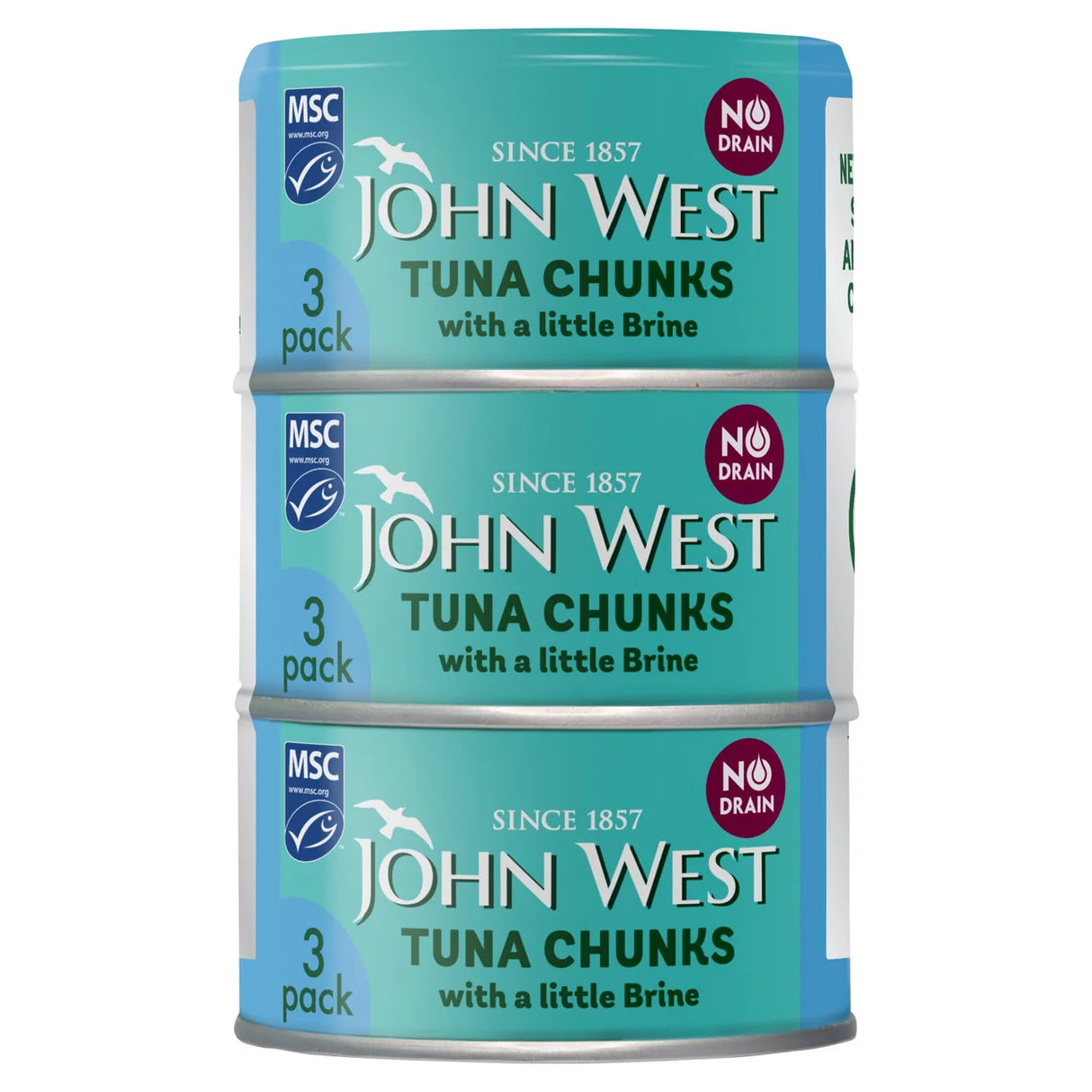 John West No Drain Tuna Chunks In Brine 3 x 100g