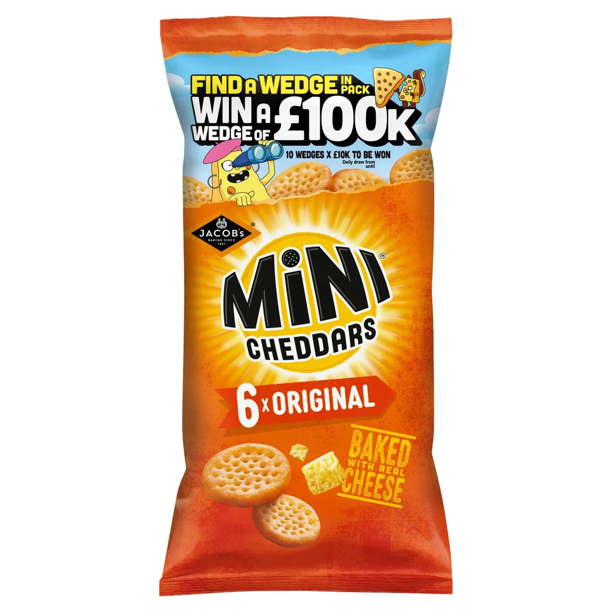 Jacob's Mini Cheddars Original Multipack Baked Snacks 6 Pack Multipack 6 x 23g