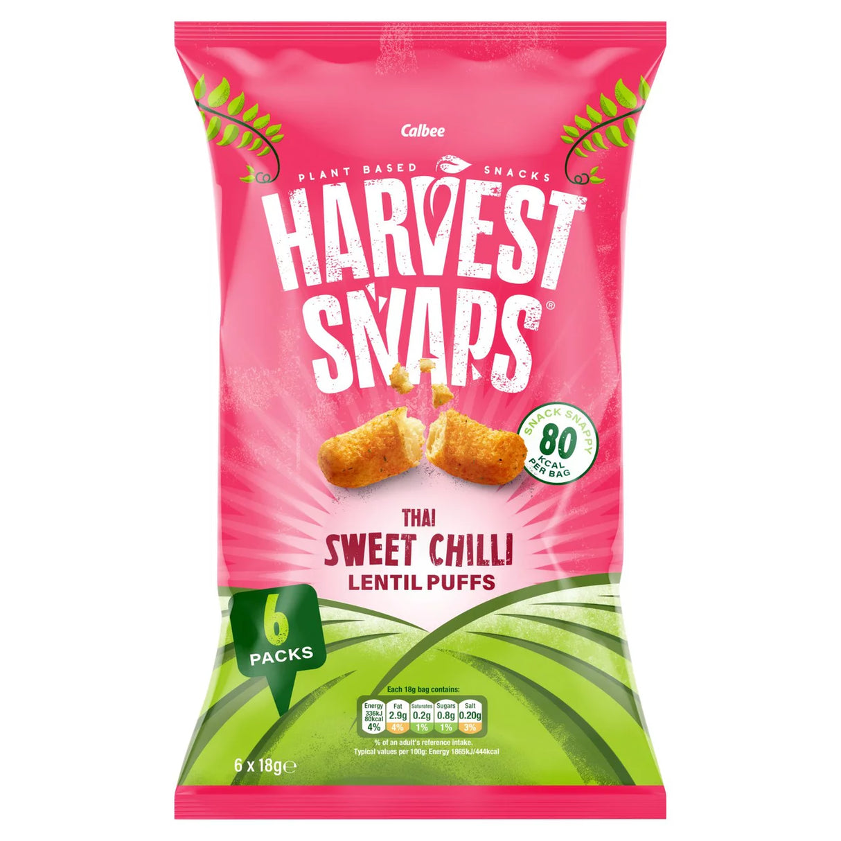 Harvest Snaps Lentil Puff Thai Sweet Chilli Multipack Snacks 6pk