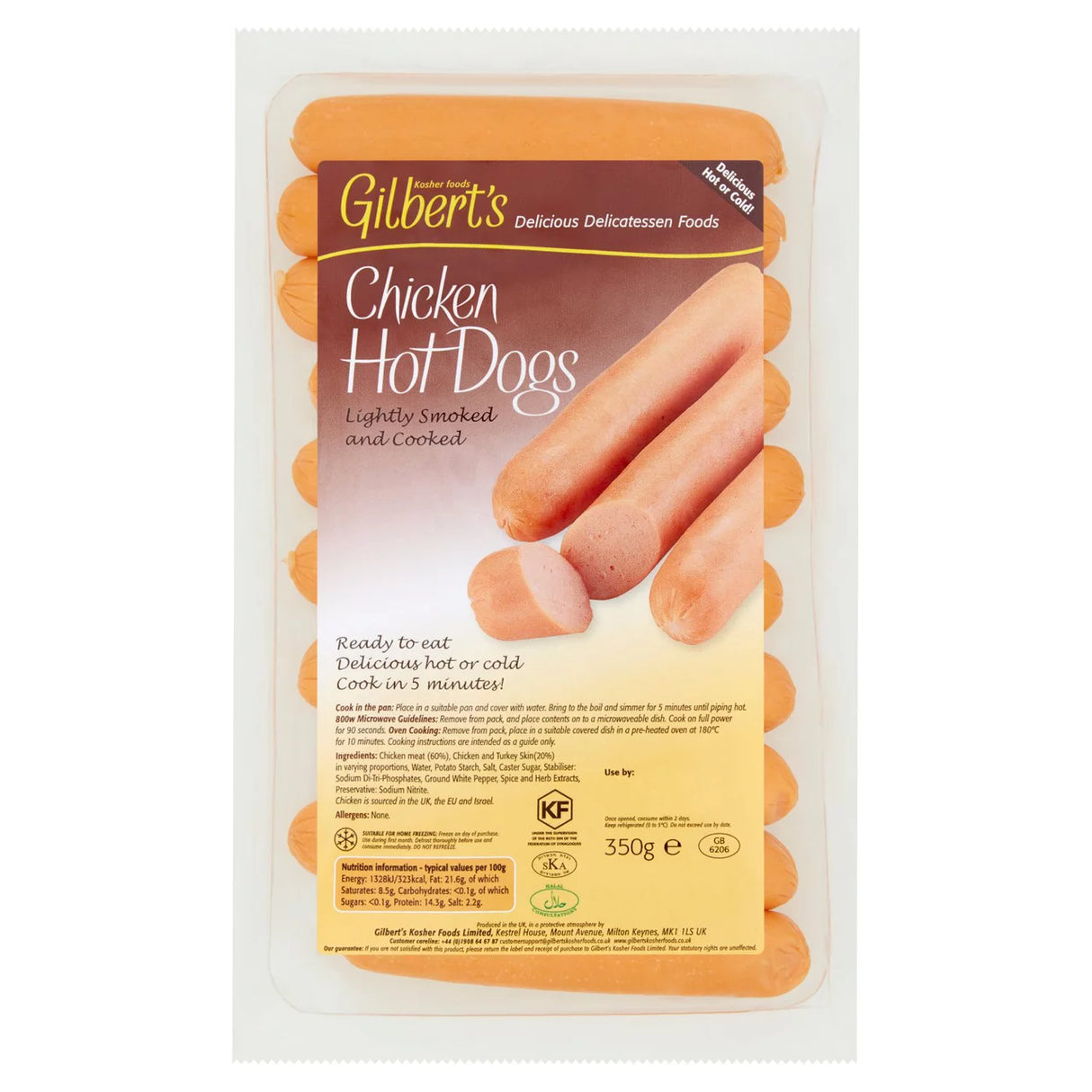 Gilbert's Chicken Hot Dogs 350g