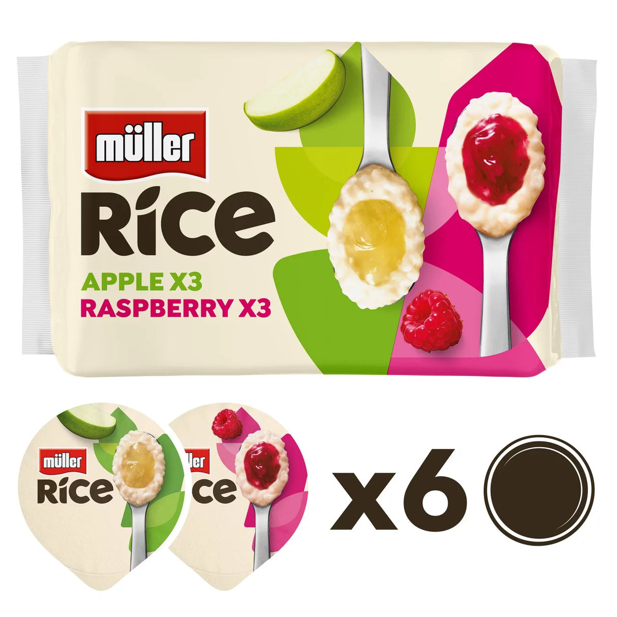 Muller Rice Apple and Raspberry Low Fat Dessert 6 x 170g