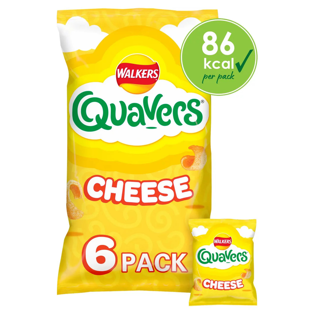 Walkers Quavers Cheese Multipack Snacks Crisps 6 x16g