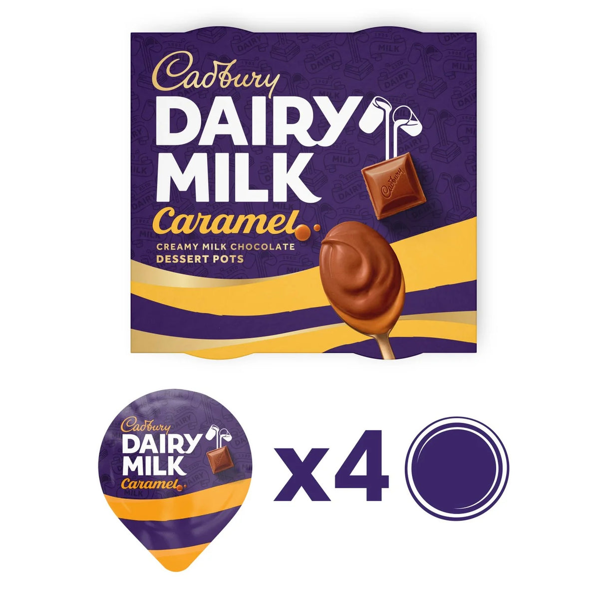 Cadbury Dairy Milk Pots of Joy Caramel Chocolate Dessert 4 x 60g
