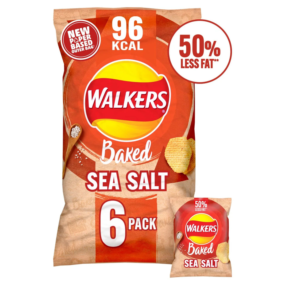 Walkers Baked Sea Salt Snacks Crisps 6 x 22g