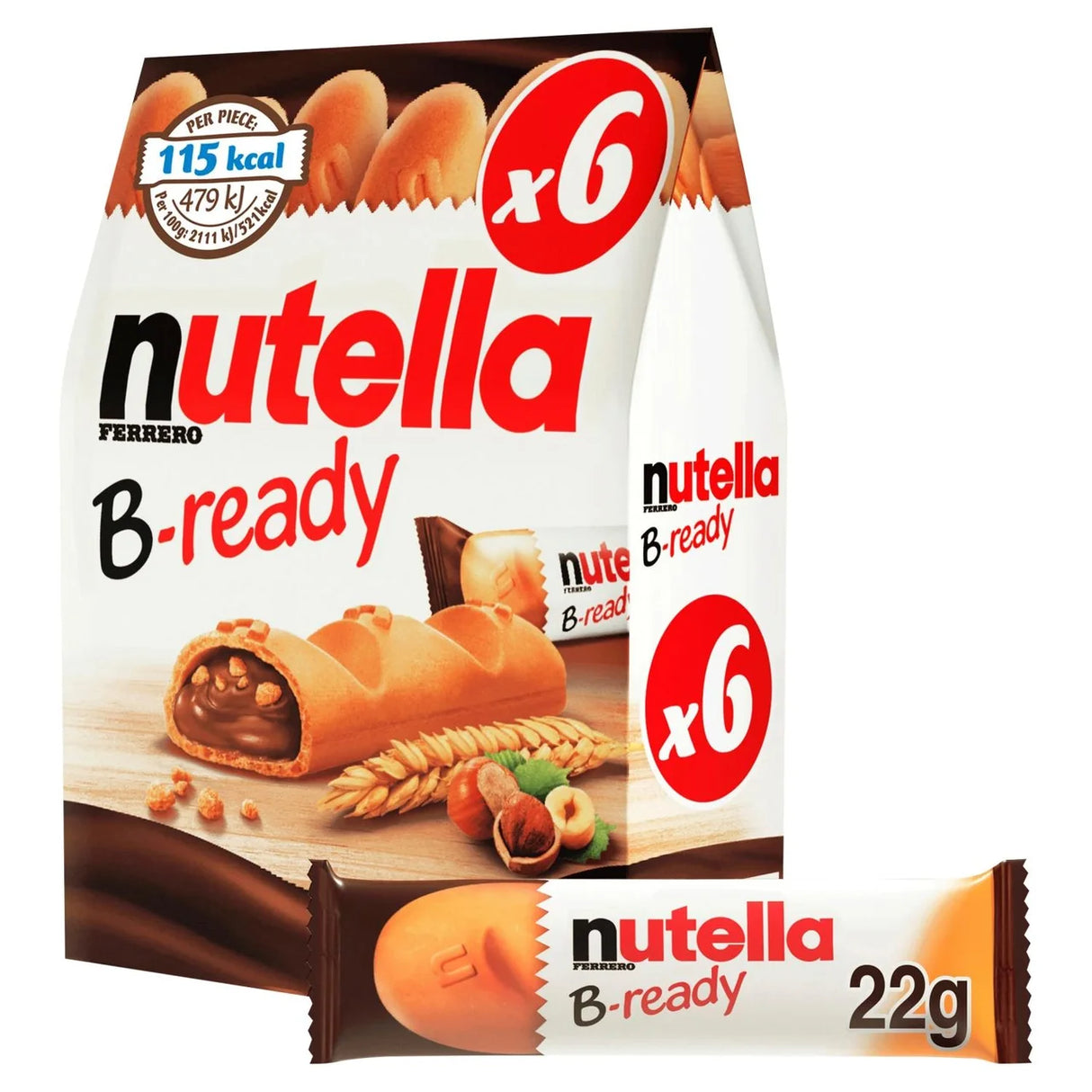 Nutella B-ready Chocolate & Hazelnut Wafer Biscuit Snack Bars Multipack 132g