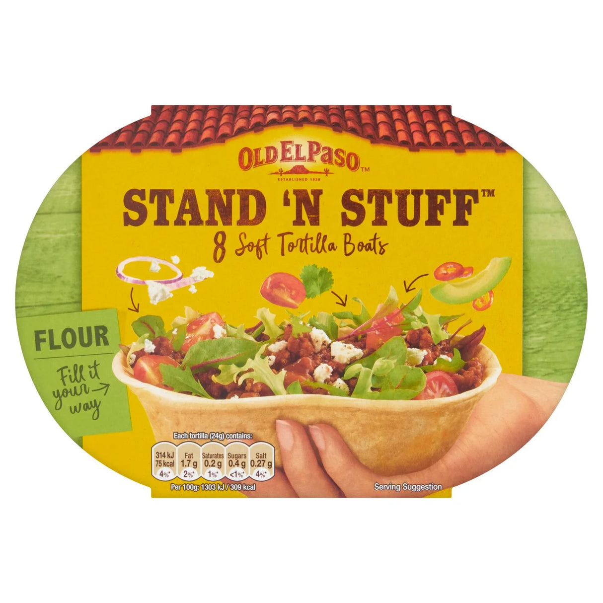 Old El Paso Stand 'N' Stuff 8 Soft Tortilla Boats 198g
