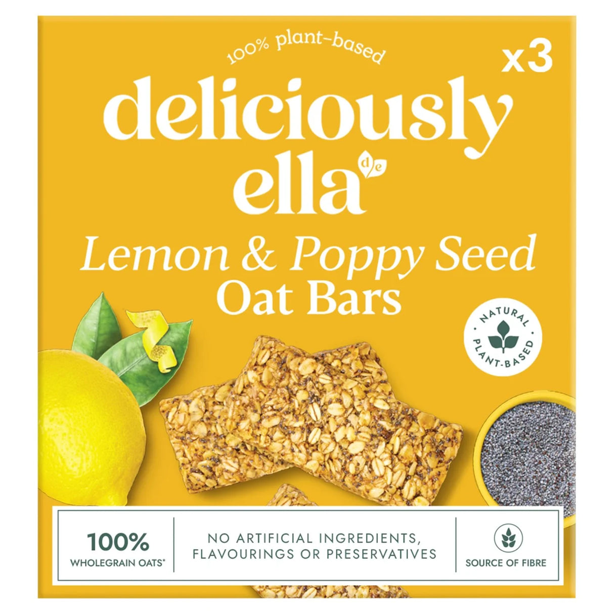 Deliciously Ella Lemon & Poppy Seed Oat Bar Multipack 3 x 50g
