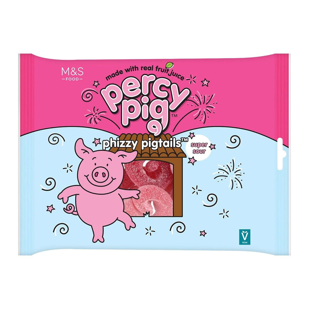 M&S Percy Pig Large Phizzy Pigtails 400g