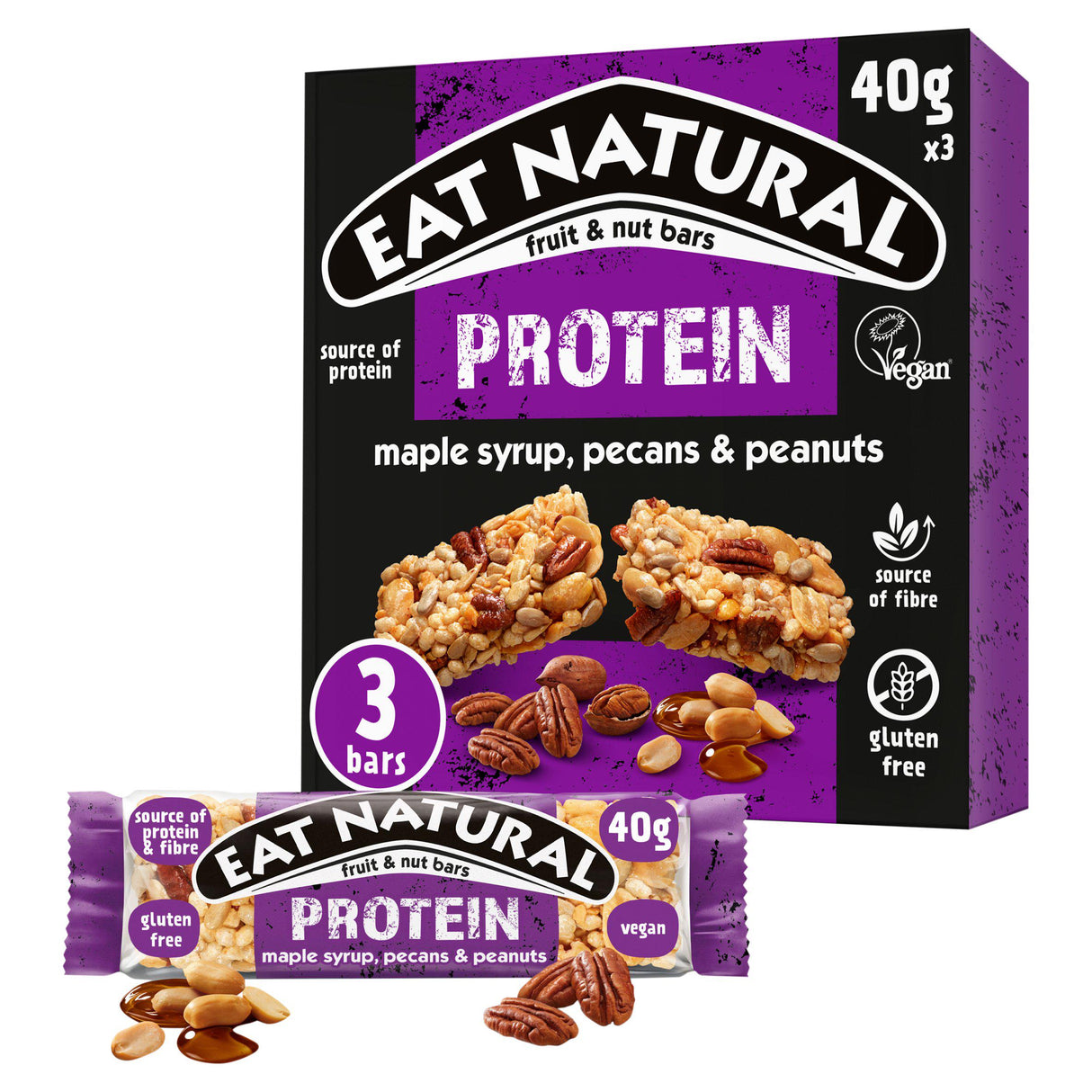 Eat Natural Protein Maple Syrup Pecans Peanuts Fruit & Nut Cereal Bars