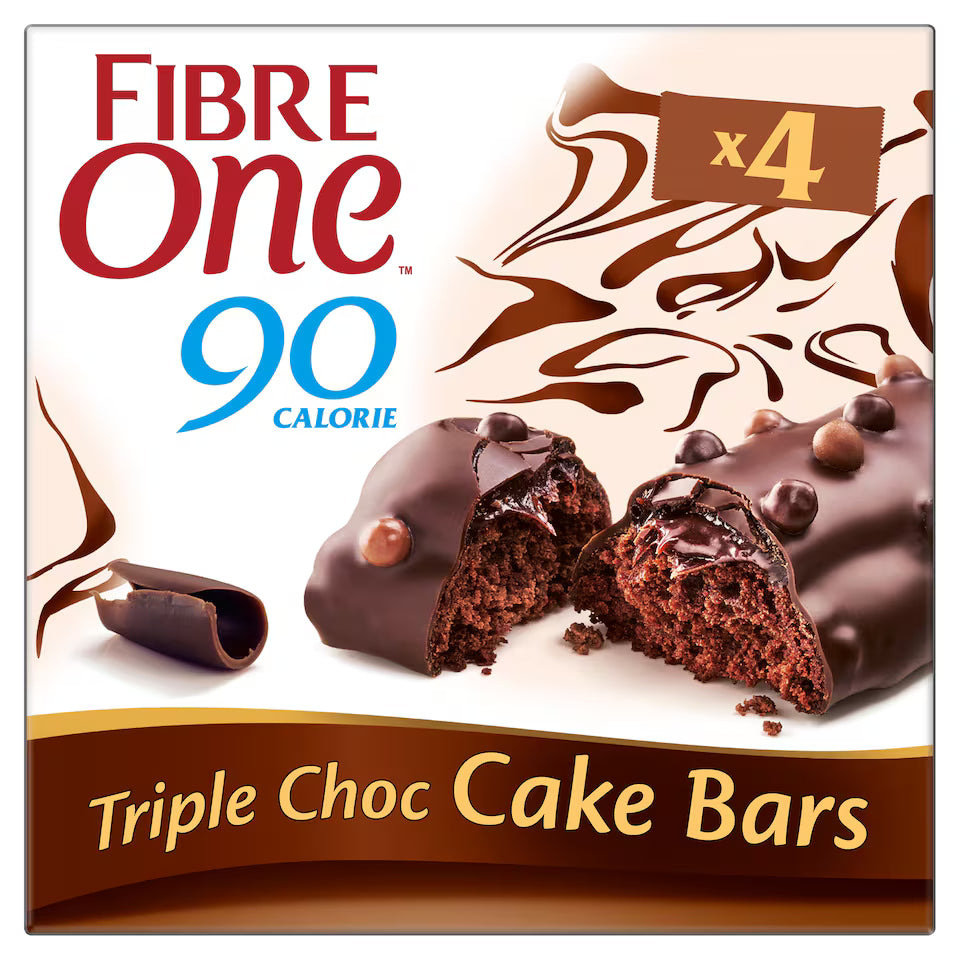 Fibre One 4 Triple Chocolate Cake Snack Bars 4 x 25g