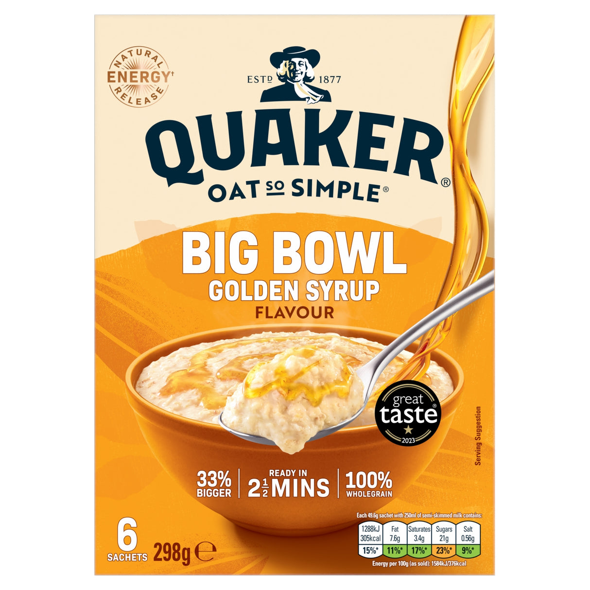 Quaker Oat So Simple Big Bowl Golden Syrup 6