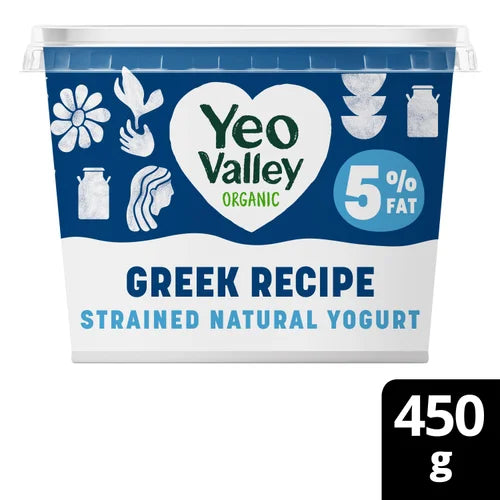 Yeo Valley Organic Greek Recipe 5% Strained Natural Yogurt 450g