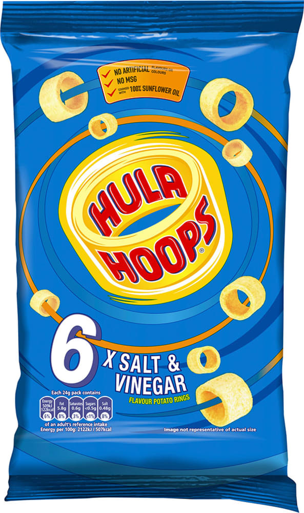 Hula Hoops Salt & Vinegar Multipack Crisps 6 Pack 6 x 24g