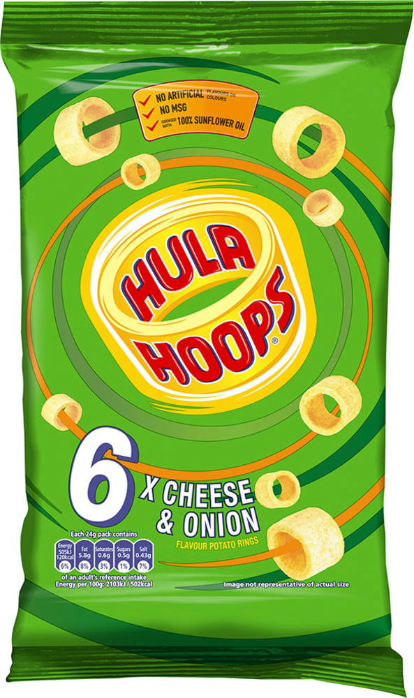 Hula Hoops Cheese & Onion Multipack Crisps 6 Pack 144g