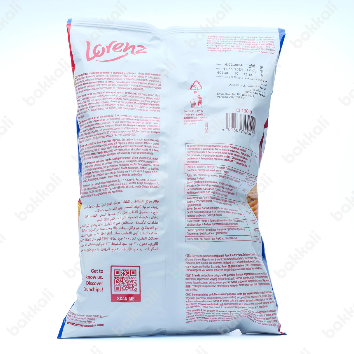 Lorenz Crunch Chips X-Cut Paprika 130g - Back