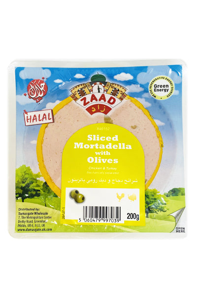 Zaad Mortadella Sliced With Olives Halal 200g