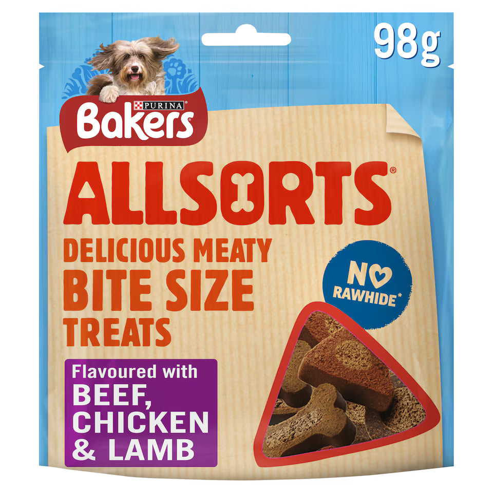 Bakers Allsorts Chicken; Beef and Lamb Dog Treats 98g