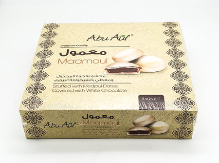 Image of Abu Auf maamoul date covered with white chocolate 12pc