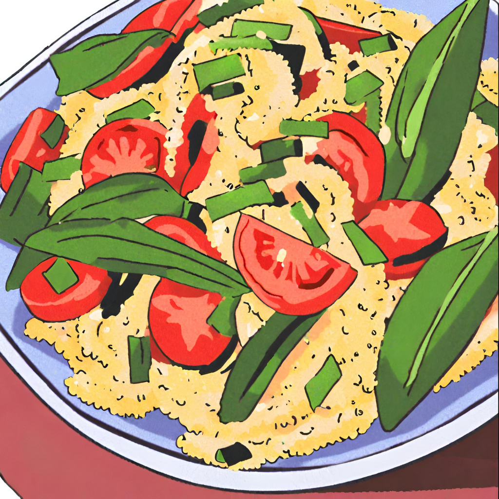 A comical representation of couscous salad