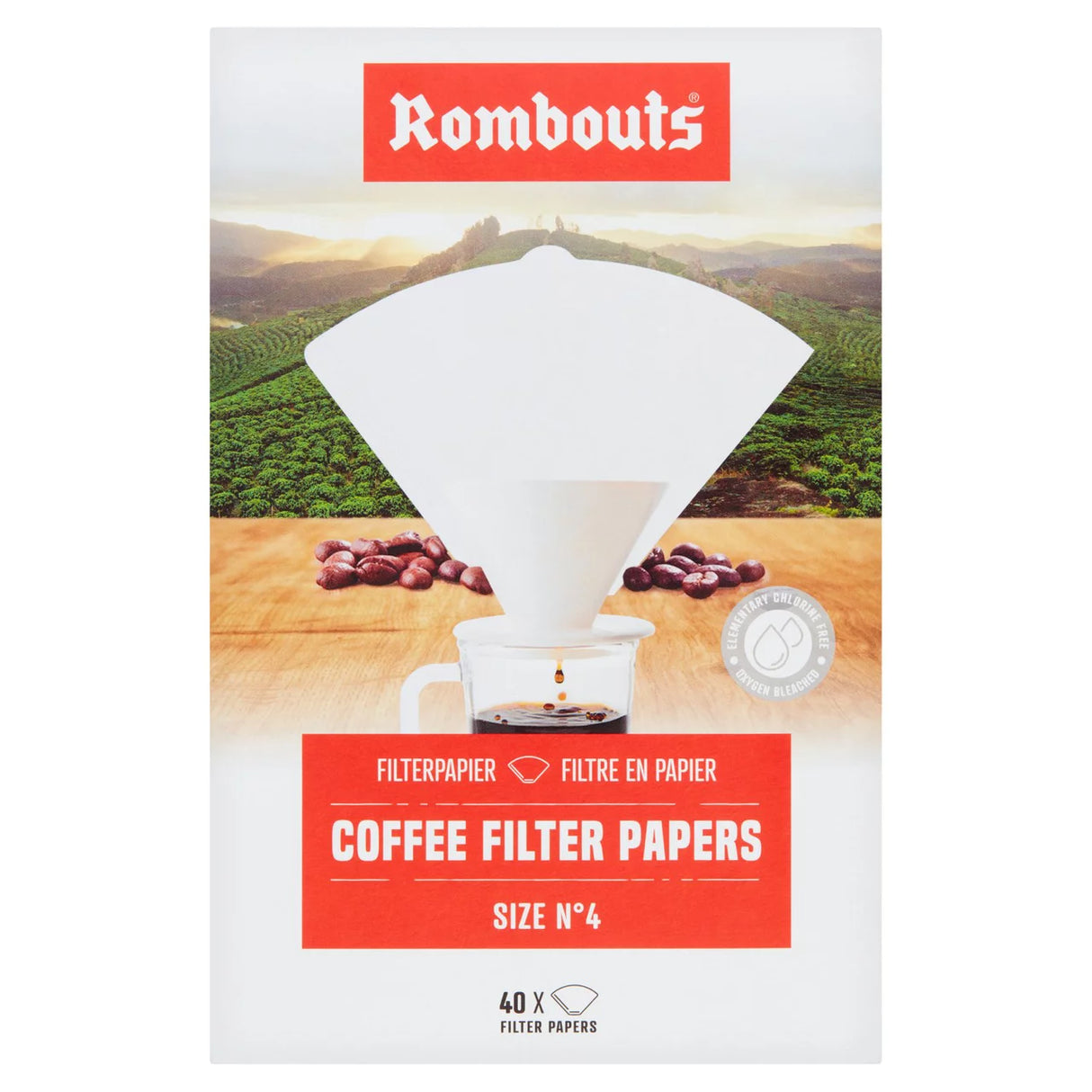Rombouts Coffee Filter Papers No.4 40 per pack