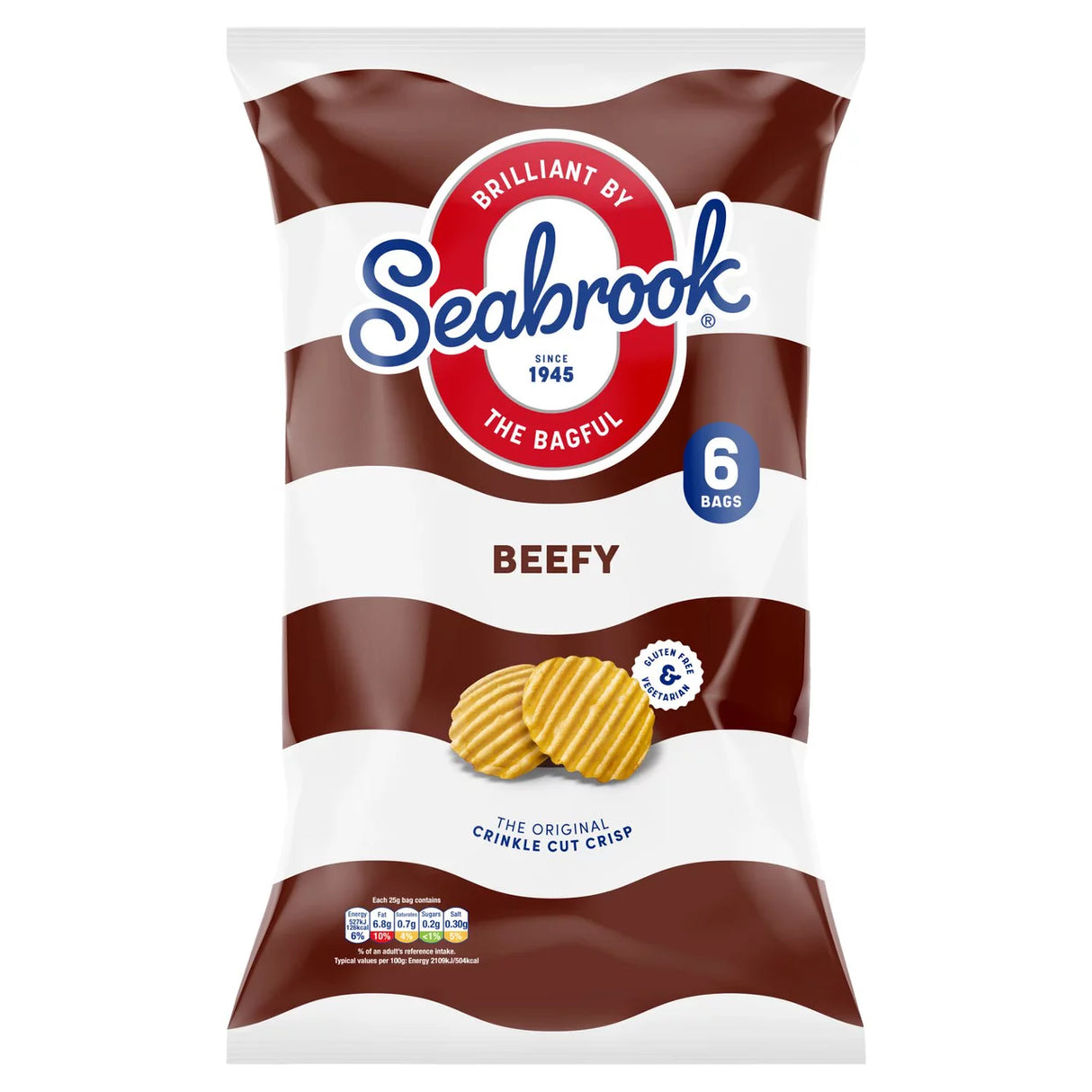 Seabrook Beefy Crisps 6 Pack 150g