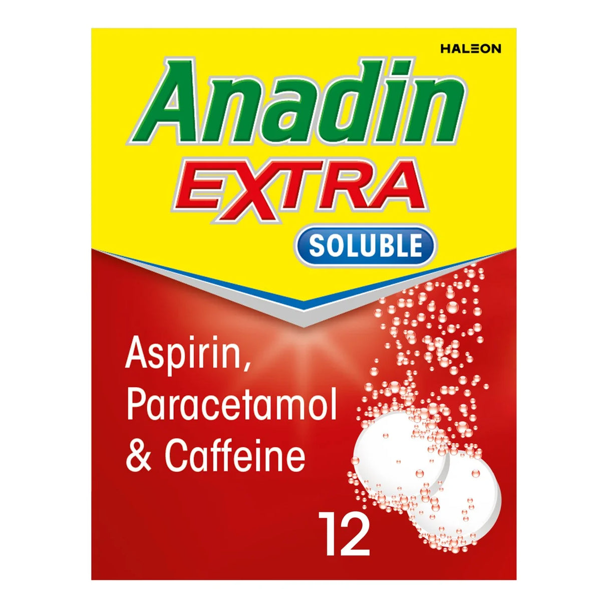 Anadin Extra Soluble Aspirin, Paracetamol, & Caffeine Tablets 12PK