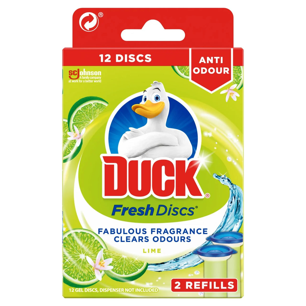 Duck Toilet Cleaner Fresh Discs Lime Duo Refills x2 36ml