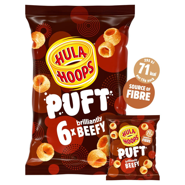 Hula Hoops Puft Beef Multipack Crisps 6 per pack